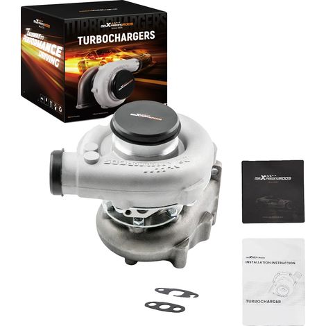 Turbocompresor, capacidad de sobrealimentación de 400 CV, diseño refrigerado por aceite, ajuste universal para motores de 1,5 a 2,5 L, modelo con brida T3/T4, dimensiones compactas de 26 cm x 25 cm x (1/5)
