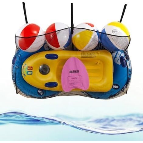 Sac de rangement pour jouets de piscine, flotteurs, ballons, haute résistance, sac en maille, accessoires de piscine (1/5)