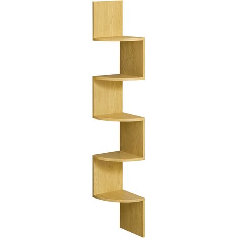 Estantería de pared esquinera con 5 baldas flotantes 20 x 20 x 126 cm para cocina dormitorio salón oficina plantas CD decoración souvenirs beige 120005629 (1/5)