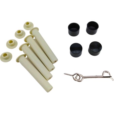 EDG – Kit pièces détachées barrière de sécurité piscine – 4 fourreaux de sol 16mm – 4 bouchons – 4 capuchons pour tube – Crochet de sécurité double action (1/2)