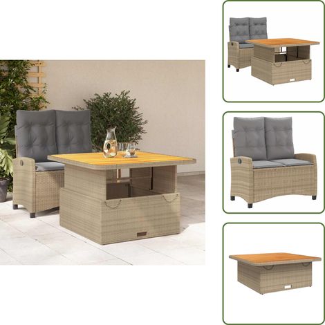 Cuscini per seduta - vidaXL Set da Pranzo da Giardino 2 pz con Cuscini Beige in Polyrattan - Rattan PE