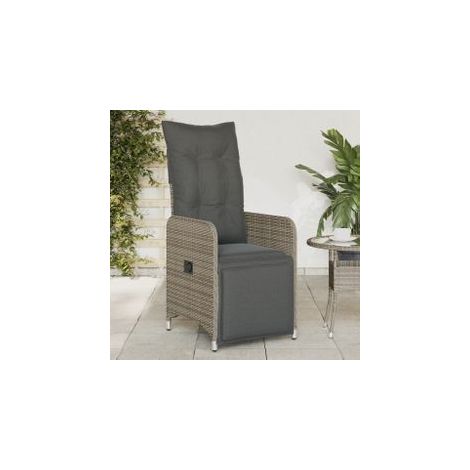 Chaises inclinables de jardin lot de 2 et coussins gris rotin (1/5)