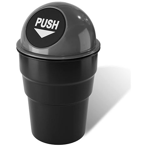 Mini poubelle de voiture avec porte-gobelet, poubelle portable avec couvercle étanche, idéale pour le bureau, la maison, la cuisine ou la chambre. (1/5)