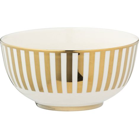 Coffret de 2 bols ligné doré et blanc en porcelaine (1/3)