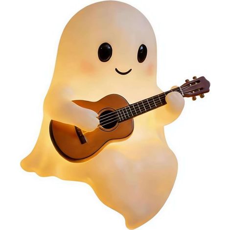 Lampe Fantôme Halloween avec Guitare, Veilleuse Décorative, Figurine Lumineuse pour Table, Étagère, Cheminée et Fête (1/5)