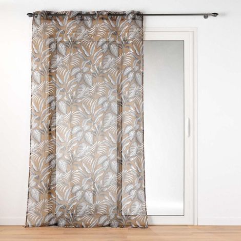 Rideau Voilage à Œillets Imprimé "Cabana" 140x240cm Camel (1/4)