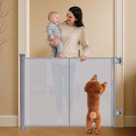 Barrière Sécurité pour Enfant Chien, Securite Retractable, avec Renforcement en Fibre de Verre, Aux Chiens Petits Moyens, Grands, (1/5)