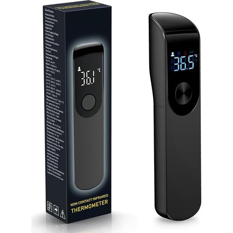 Stirnthermometer für Babys und Erwachsene, kontaktloses Infrarot-Stirnthermometer mit Fieberalarm, LCD-Bildschirm, Sofortanzeige, °C / °F, digitales Thermometer (Schwarz)
