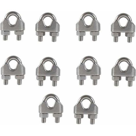 M8 Serre-câbles Etrier U Boulon Clip de Câble 304 Acier inoxydable Selle de pince de Câble Câble métallique Clips pour etendoir linge exterieur10PCS