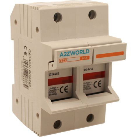 Portafusibile Modulare AC D14X51mm 63A AC 500V IP20 IEC60269 FS63, Disponibili 1P 1M, 2P 2M, 4P 4M (2P) (1/3)