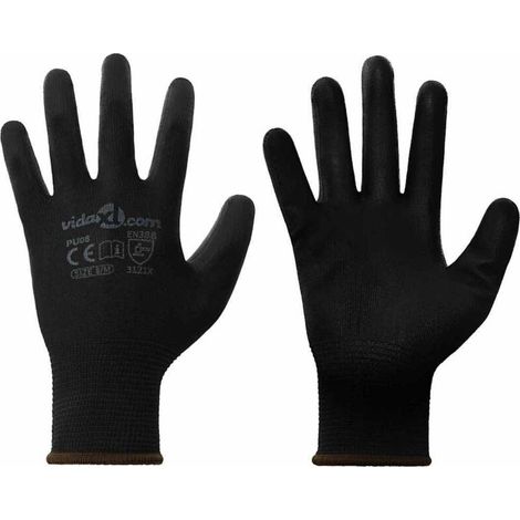 vidaXL Arbeitshandschuhe, 24 Stück, Schwarz, Größe 8/M, Polyester (1/5)