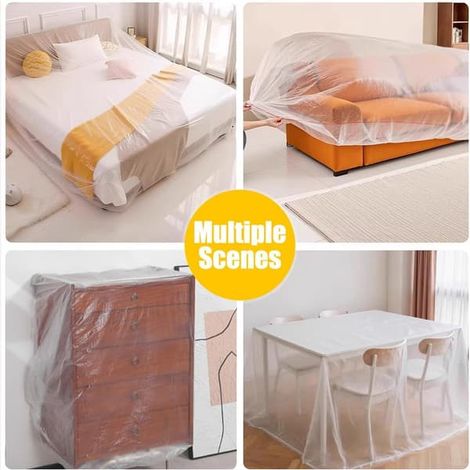 5/10/20-Pack Engångsskydd För Möbler Med Elastisk – Extra Stor Soffa, Fåtölj, Klar Flyttpåse För Säng, Matbord, TV-Bänk - 240x310cm-FA- 20-Pack 20-...