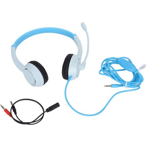 Casque enfant filaire DT326, volume 85dB, jack 3,5mm, oreillettes circum-aurales pour filles et garçons, apprentissage en ligne, école, PC, gris et bleu (1/5)