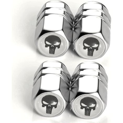 4 Bouchons de valve aluminium tête de mort pour voiture, moto, vélo (1/5)