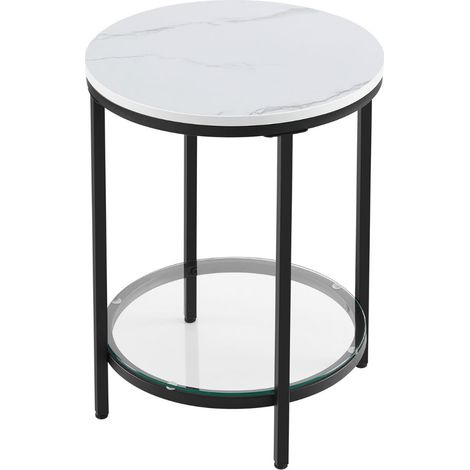 Vasagle Tavolo d'Appoggio Rotondo Nero Moderno 45x55 cm (1/5)