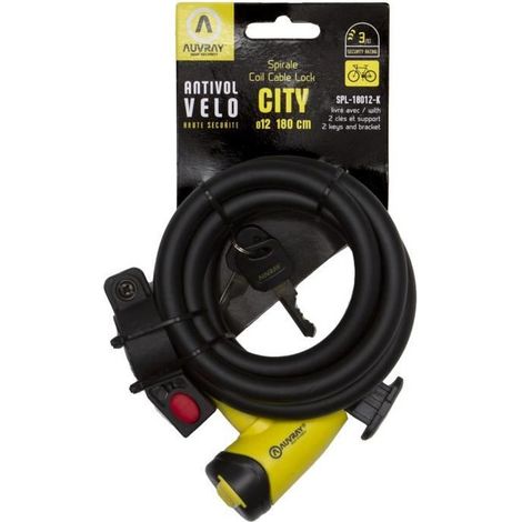 Cordon spiralé Auvray City avec verrou et poignée - longueur 180 cm, diamètre 12 mm (1/2)