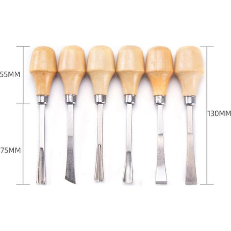 JSSEVN - Set of six wood chisels, carving knives, wood carving knives with roots, decorative chisels, woodworking tools (1/5)