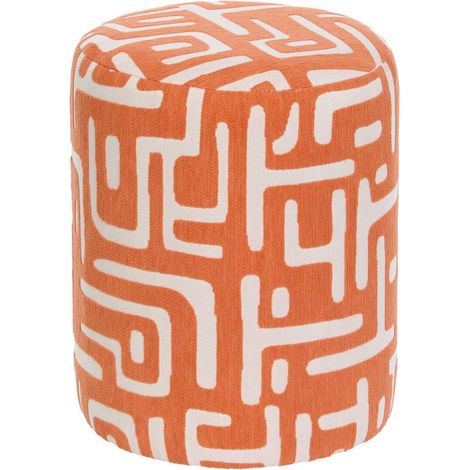 Pouf Rond à Motifs "Delor" 30cm Orange (1/2)