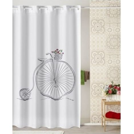 Cortina baño estampado bike 180 x 200 cm poliester atenas