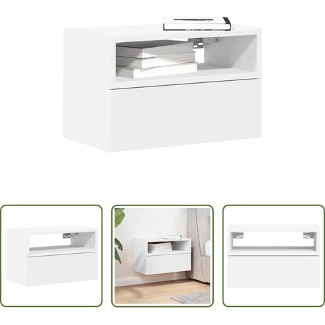 Holz Nachttisch - Wand-Nachttisch Weiß 45x26x28,5 cm (1/5)