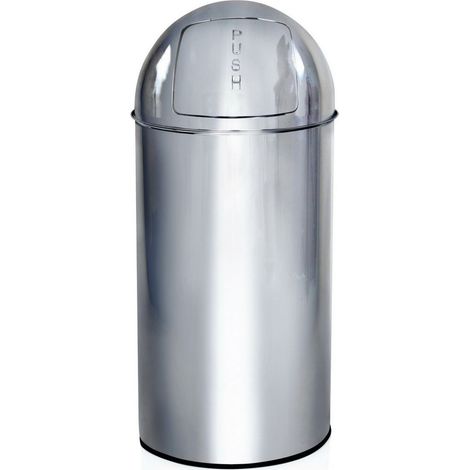 Abfallsammler / Mülleimer PUSH 35L chrom hjh OFFICE (1/4)