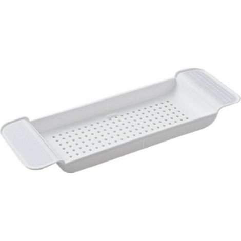 Plateau de baignoire Placement Stable matière plastique extensible conception de drainage caddie de bain Table de baignoire pour salle de bain blanc (1/5)
