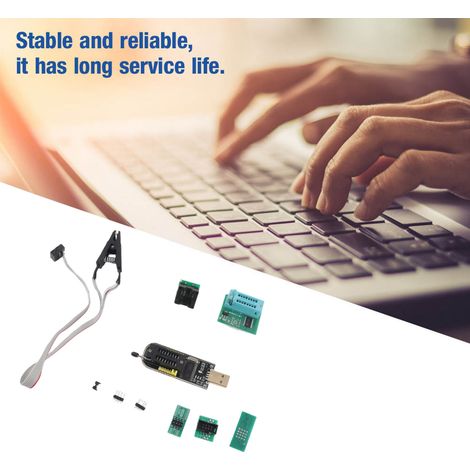 Programmateur USB CH341A avec pince de test SOP8, adaptateur 1.8V et module convertisseur SOP8 vers DIP8 (1/5)