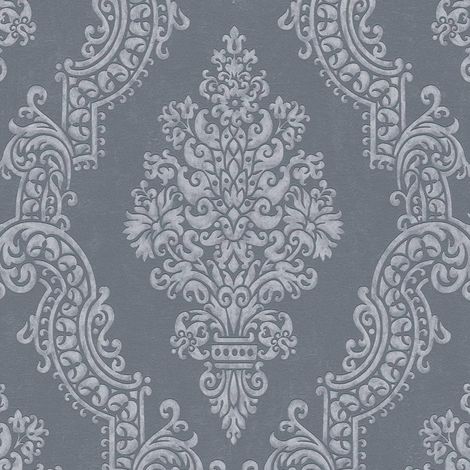 Vliestapete Grau Barock Tapete Gemustert gerader Ansatz Pure Elegance (1/3)