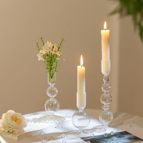 Lot de 3 Bougeoir en Verre pour Centre de Table Mariage (1/5)