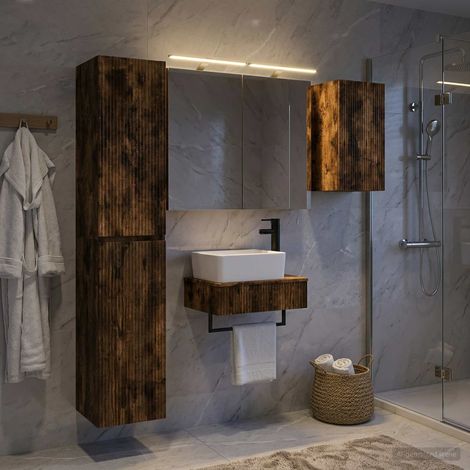vidaXL Bathroom Furniture Set 5 pcs Smoked Oak (1/5)
