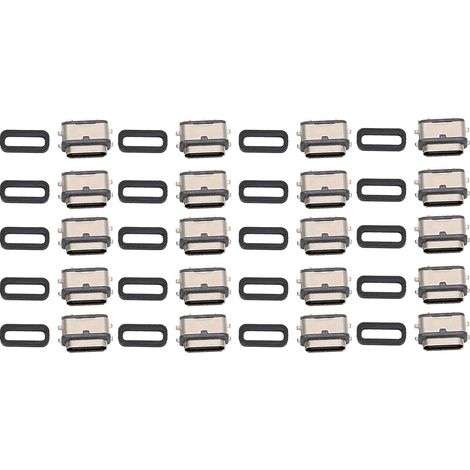 Connecteur USB Type C 6P femelle étanche IPX7, 20 pièces, fiche à encastrer noire, corps court avec joints en caoutchouc (1/5)