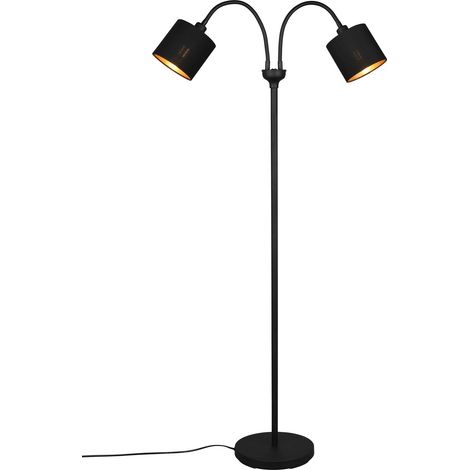Lampada da terra 2 luci, metallo, nero opaco e oro, H 130 cm, Tommy (1/5)