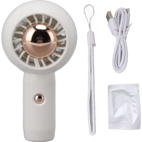 Leiser, wiederaufladbarer USB-Tischventilator – Tragbar für drinnen und draußen – Weiß (1/5)