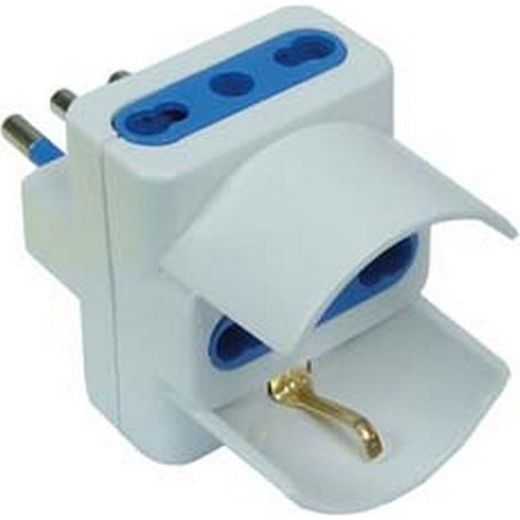 20PZ ADATTATORE TRIPLO 2P+T CON SCHUKO BIANCO - spina 16A e prese 10/16A bianco
