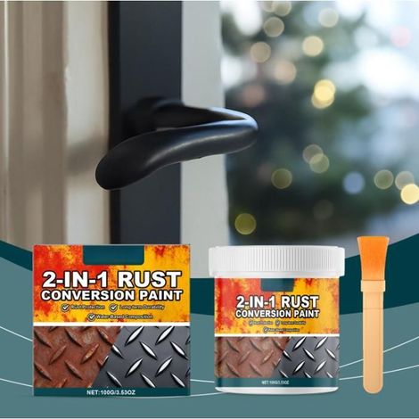 Convertisseur de Rouille 100G Peinture Antirouille et Apprêt Métal Noir 2en1 Traitement Inhibiteur Rouille Durable Voitures,Portails (1/5)