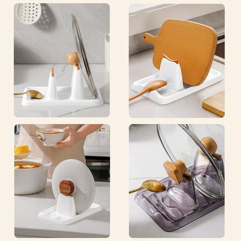 2 pièces, couleurs comme indiqué, matériau : PET + silicone, support pour couvercles de casseroles, support pour spatules de cuisine, planche à découper légère et luxueuse.