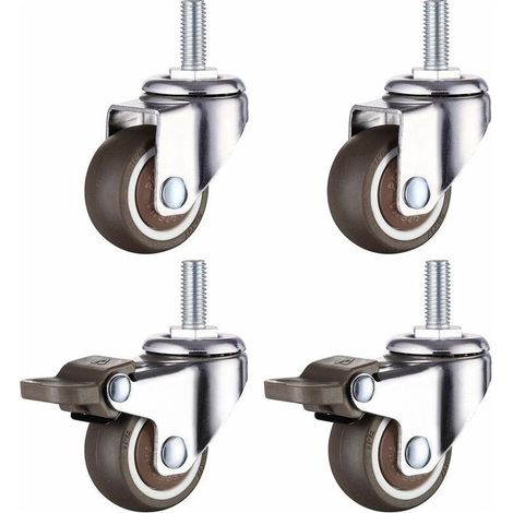 Roulette pivotante en caoutchouc robuste avec tige filetée M8 pour chariot à main, tables de travail, roues de meubles, 1,5 pouces, diamètre du filetage : 8 mm, longueur 20 mm, 2 pièces avec f (1/5)
