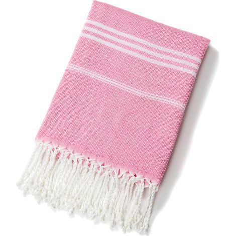 Strandtuch aus Baumwolle, saugfähiges, gestreiftes Badetuch (rosa) (1/5)