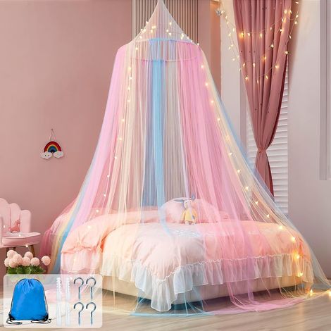 Moustiquaire pour Lit, 250cm × 60cm × 1016cm, Mailles Fines, Ciel de Lit Arc-en-Ciel, Protection Contre Les Insectes, Anti-Moustiques Baldaquin pour Maison et Camping (Coloré) (1/5)