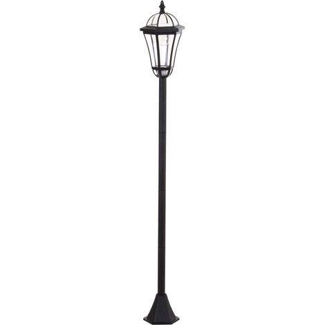 Lot de 2 lampadaires solaires LED, IP44, ABS, Ø18,5 x H129 cm, mode économie d'énergie, étanches, éclairage de jardin avec boîtier en acier inoxydable, noir