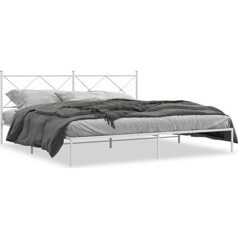Maison Exclusive - Bettgestell mit Kopfteil Metall Weiß 200x200 c