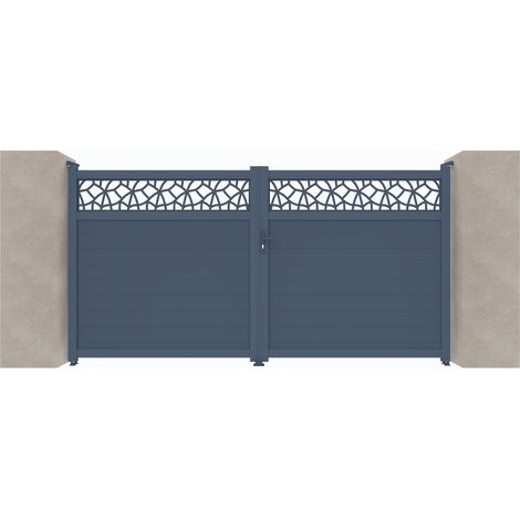 Portail aluminium battant C07 Gris 7016 - Largeur entre piliers 3060mm - Hauteur 1800mm (1/2)