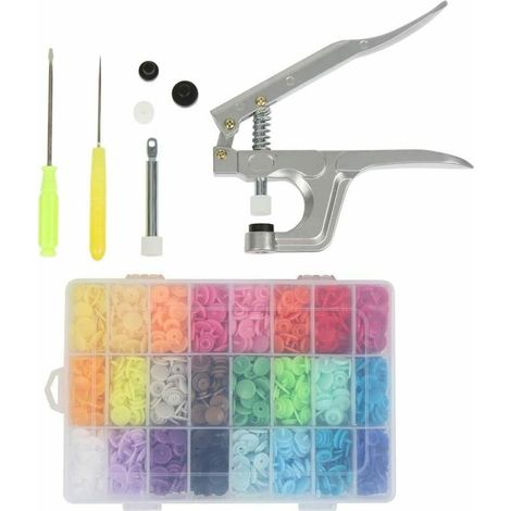 SUNTATOP 360 Set de 24 couleurs de boutons-pression T5 + pince à boutons-pression (T3, T5, T8) pour tous types de créations de vêtements DIY (1/5)