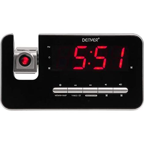 Denver CRP-618 Alarm Clock Radio (sveglia, radio PLL FM, display da 3,0 cm, proiezione, nero) (Importato)