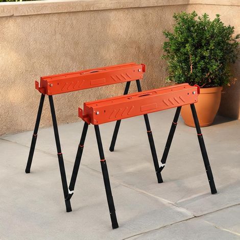 Tréteaux pliables orange-ton avec hauteur réglable 71 à 85,5 cm (1/5)
