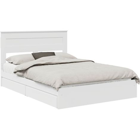 Maison Exclusive - Aufbewahrungsbett mit Kopfteil Weiß 160 x 200