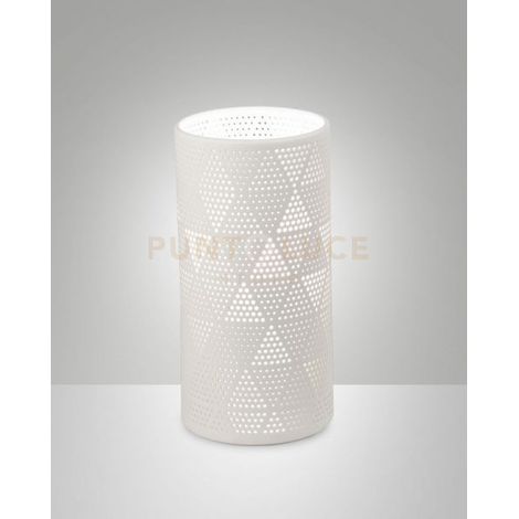 MICOL LAMPADA DA TAVOLO BIANCA 1 LUCE ATTACCO E27 IN METALLO E CERAMICA D.10CM