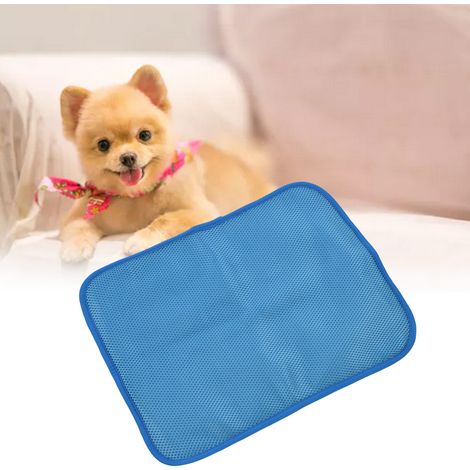 Tapis d'été pour animaux de compagnie, taille XS, tapis en soie glacée, tapis rafraîchissant pour chat, bleu (1/5)