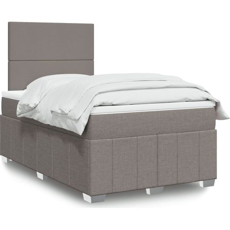 vidaXL Sommier à lattes de lit avec matelas taupe 120x190 cm tissu (1/5)