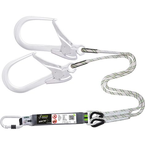 Lunghezza di sicurezza a forcella in corda intrecciata con assorbitore di energia e connettori in alluminio - 1,50 m - FA3062115